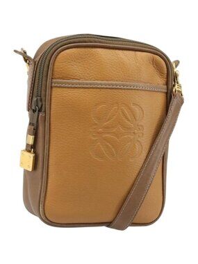 LOEWE Shoulder Bag Leather Brown gold